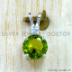 Peridot And Crystal 925 Sterling Silver Pendant (SJWP-1590)