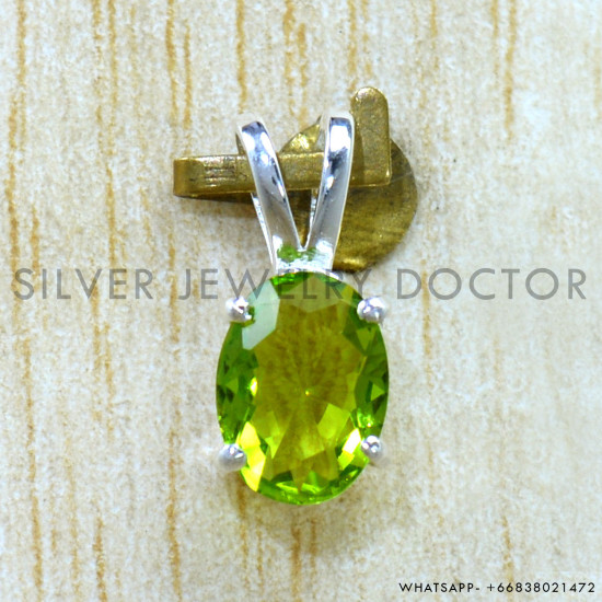 Peridot 925 Sterling Silver Pendant (SJWP-1592)