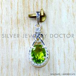 Peridot 925 Sterling Silver Pendant (SJWP-1594)