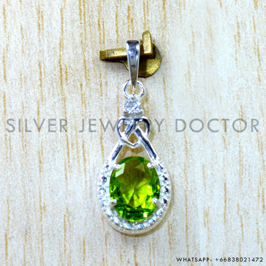 Peridot 925 Sterling Silver Pendant (SJWP-1594)