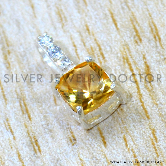 Citrine 925 Sterling Silver Pendant (SJWP-1595)