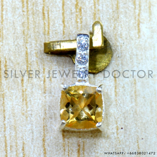 Citrine 925 Sterling Silver Pendant (SJWP-1595)