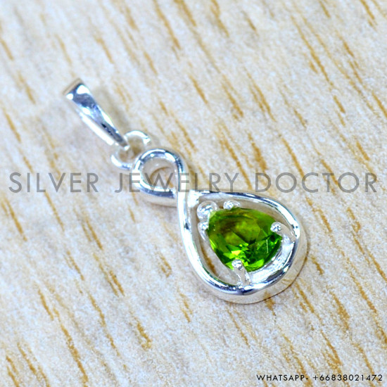 Peridot 925 Sterling Silver Pendant (SJWP-1596)