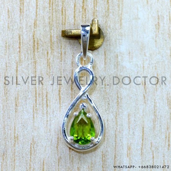 Peridot 925 Sterling Silver Pendant (SJWP-1596)