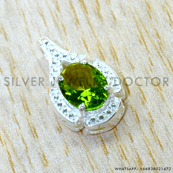 Peridot 925 Sterling Silver Pendant (SJWP-1597)
