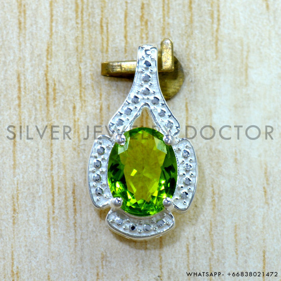 Peridot 925 Sterling Silver Pendant (SJWP-1597)