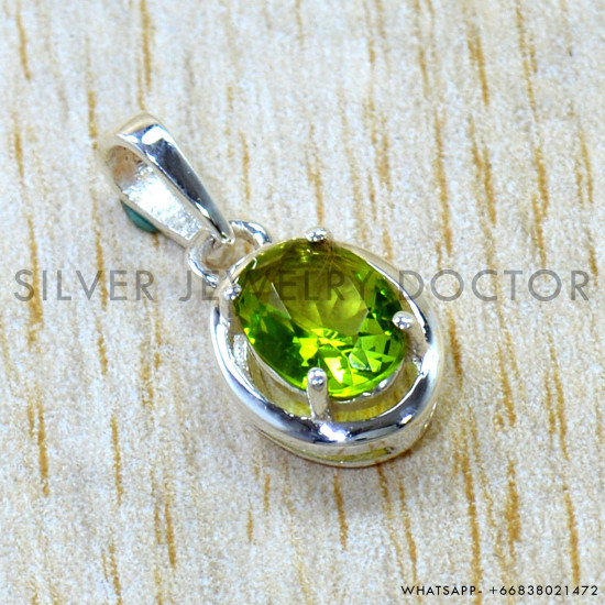 Peridot 925 Sterling Silver Pendant (SJWP-1598)