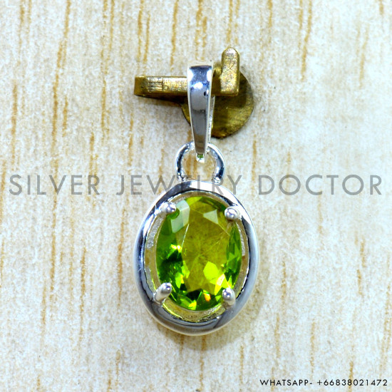 Peridot 925 Sterling Silver Pendant (SJWP-1598)