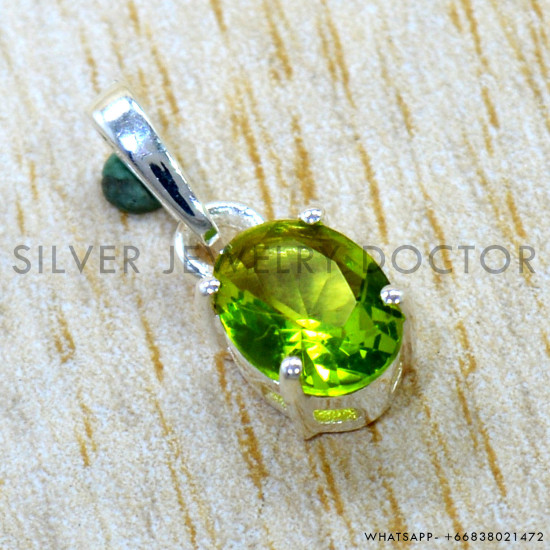 Peridot 925 Sterling Silver Pendant (SJWP-1600)