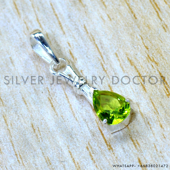 Peridot 925 Sterling Silver Pendant (SJWP-1601)