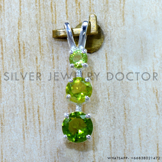 Peridot 925 Sterling Silver Pendant (SJWP-1604)