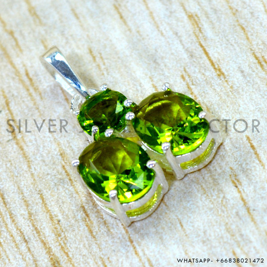 Peridot 925 Sterling Silver Pendant (SJWP-1605)