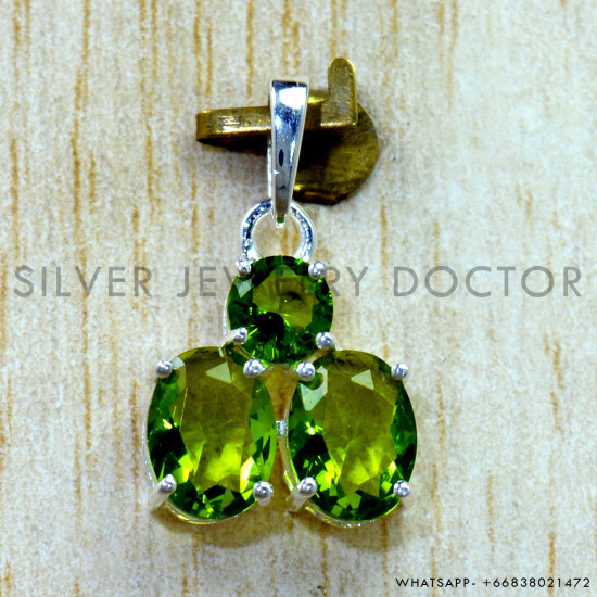 Peridot 925 Sterling Silver Pendant (SJWP-1605)