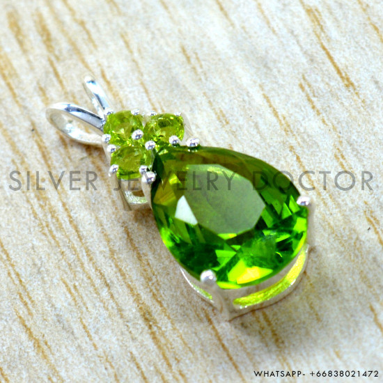 Peridot 925 Sterling Silver Pendant (SJWP-1607)