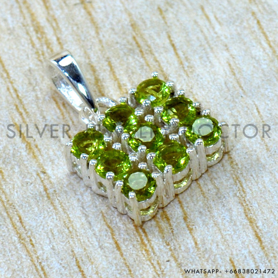 Peridot 925 Sterling Silver Pendant (SJWP-1608)