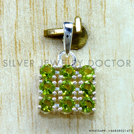 Peridot 925 Sterling Silver Pendant (SJWP-1608)
