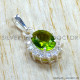 Peridot And Crystal 925 Sterling Silver Pendant (SJWP-1609)