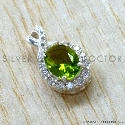 Peridot And Crystal 925 Sterling Silver Pendant (SJWP-1610) Peridot And Crystal 925 Sterling Silver Pendant (SJWP-1610)