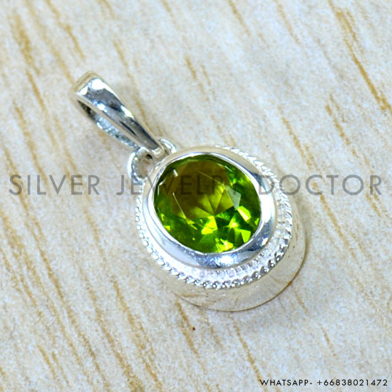 Peridot 925 Sterling Silver Pendant (SJWP-1611)
