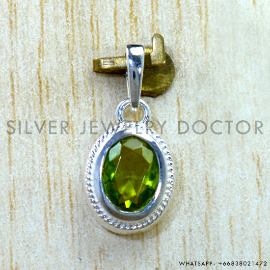 Peridot 925 Sterling Silver Pendant (SJWP-1611)
