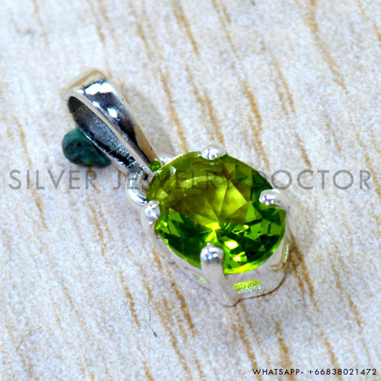 Peridot 925 Sterling Silver Pendant (SJWP-1612)