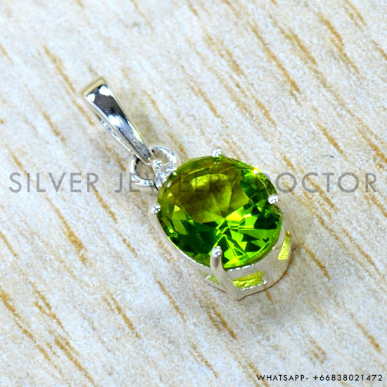 Peridot 925 Sterling Silver Pendant (SJWP-1614)