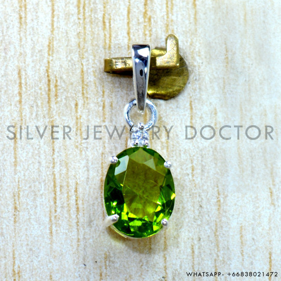Peridot 925 Sterling Silver Pendant (SJWP-1614)