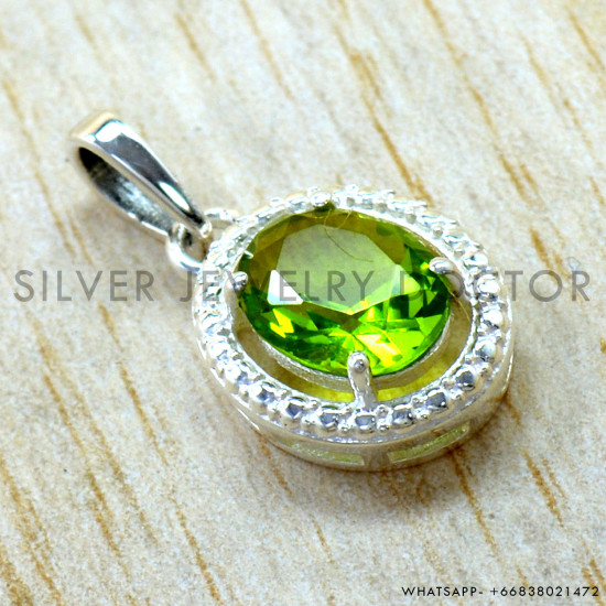 Peridot 925 Sterling Silver Pendant (SJWP-1616)