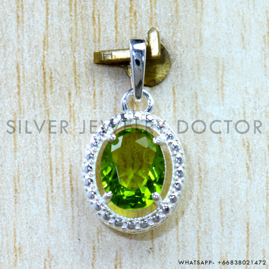 Peridot 925 Sterling Silver Pendant (SJWP-1616)