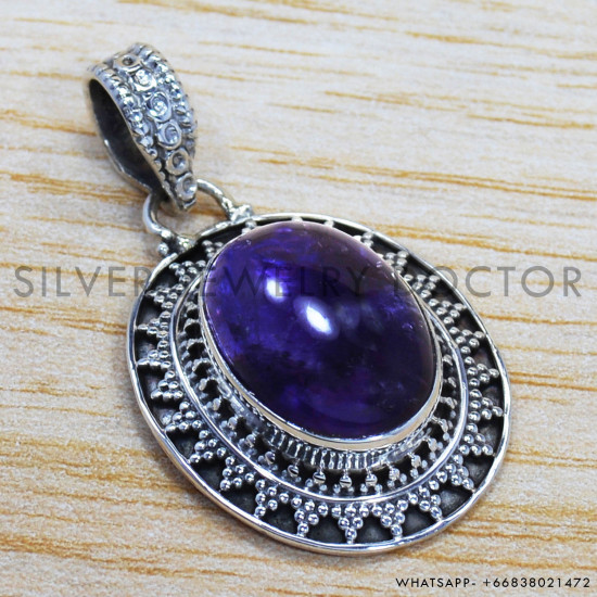 Amethyst 925 Sterling Silver Pendant (SJWP-174) Amethyst 925 Sterling Silver Pendant (SJWP-174)