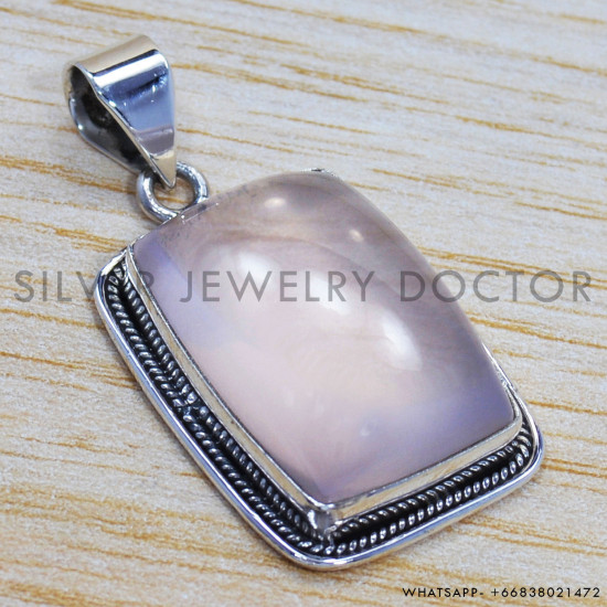 Rose Quartz 925 Sterling Silver Pendant (SJWP-178) Rose Quartz 925 Sterling Silver Pendant (SJWP-178)