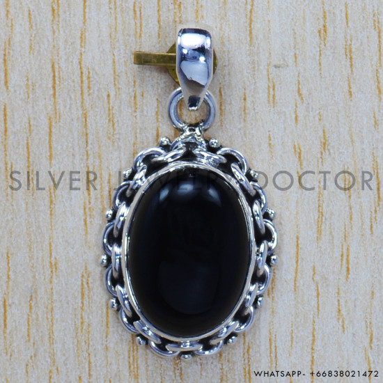 Black Onyx 925 Sterling Silver Pendant (SJWP-179) Black Onyx 925 Sterling Silver Pendant (SJWP-179)