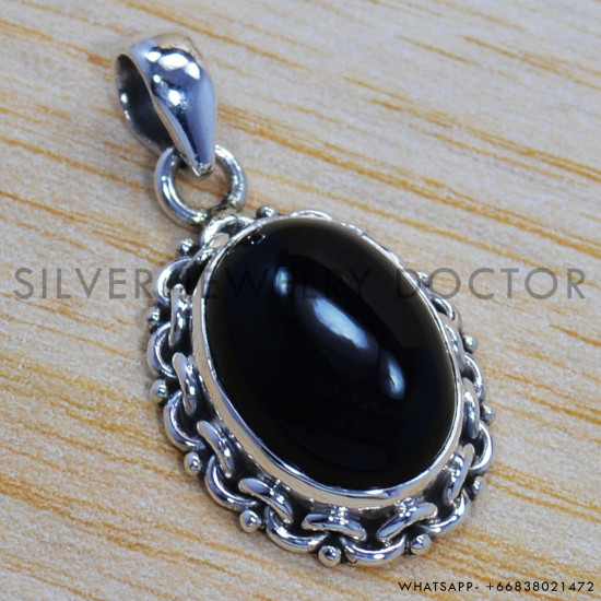 Black Onyx 925 Sterling Silver Pendant (SJWP-179) Black Onyx 925 Sterling Silver Pendant (SJWP-179)