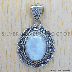 Rainbow Moonstone 925 Sterling Silver Pendant (SJWP-182)