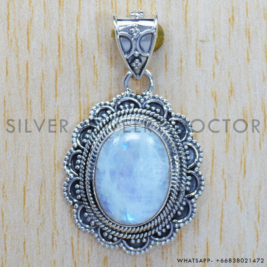 Rainbow Moonstone 925 Sterling Silver Pendant (SJWP-182)
