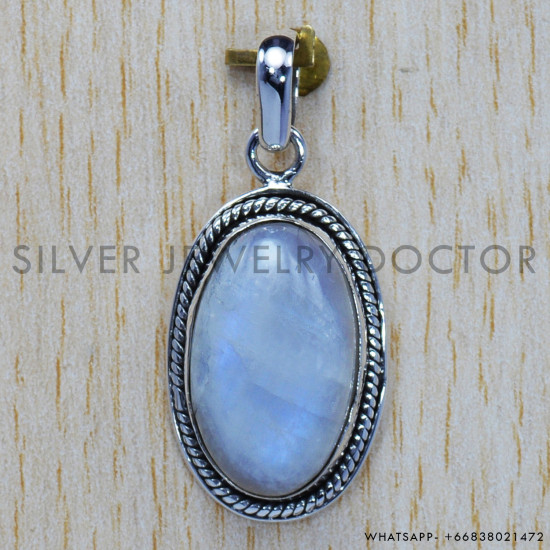 Rainbow Moonstone 925 Sterling Silver Pendant (SJWP-184) Rainbow Moonstone 925 Sterling Silver Pendant (SJWP-184)