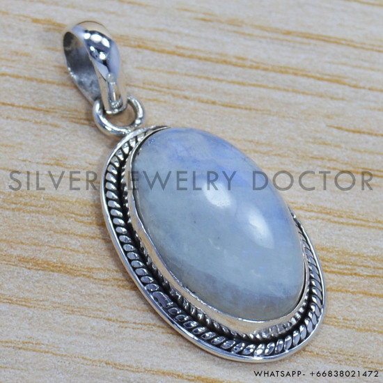 Rainbow Moonstone 925 Sterling Silver Pendant (SJWP-184) Rainbow Moonstone 925 Sterling Silver Pendant (SJWP-184)