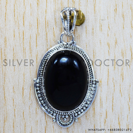 Black Onyx 925 Sterling Silver Pendant (SJWP-186) Black Onyx 925 Sterling Silver Pendant (SJWP-186)