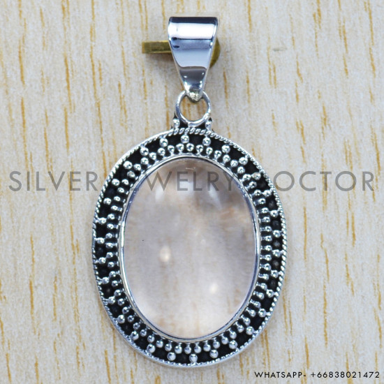 Rose Quartz 925 Sterling Silver Pendant (SJWP-188) Rose Quartz 925 Sterling Silver Pendant (SJWP-188)
