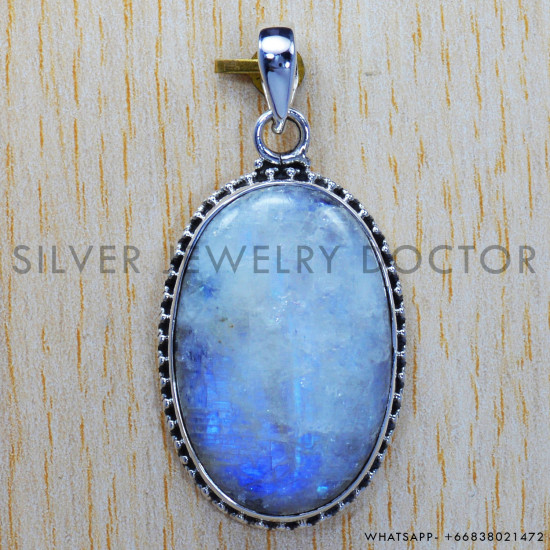 Rainbow Moonstone 925 Sterling Silver Pendant (SJWP-193) Rainbow Moonstone 925 Sterling Silver Pendant (SJWP-193)