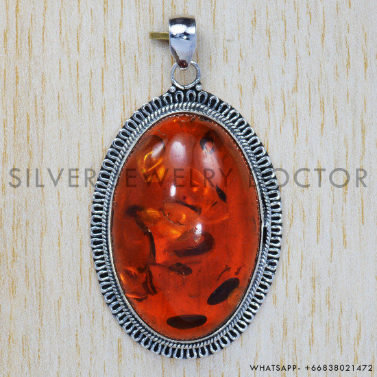 Amber 925 Sterling Silver Pendant (SJWP-198) Amber 925 Sterling Silver Pendant (SJWP-198)