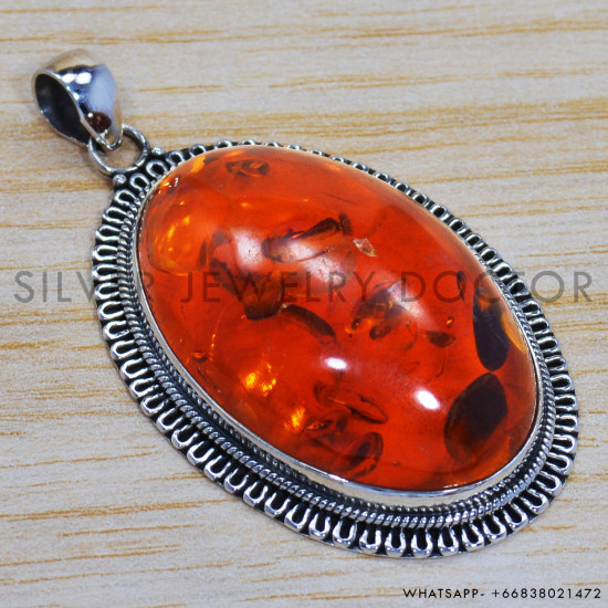 Amber 925 Sterling Silver Pendant (SJWP-198) Amber 925 Sterling Silver Pendant (SJWP-198)