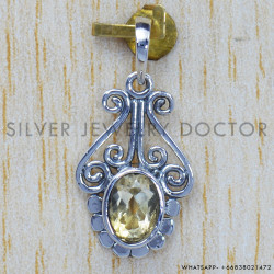 Citrine 925 Sterling Silver Pendant (SJWP-204)