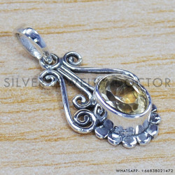 Citrine 925 Sterling Silver Pendant (SJWP-204)