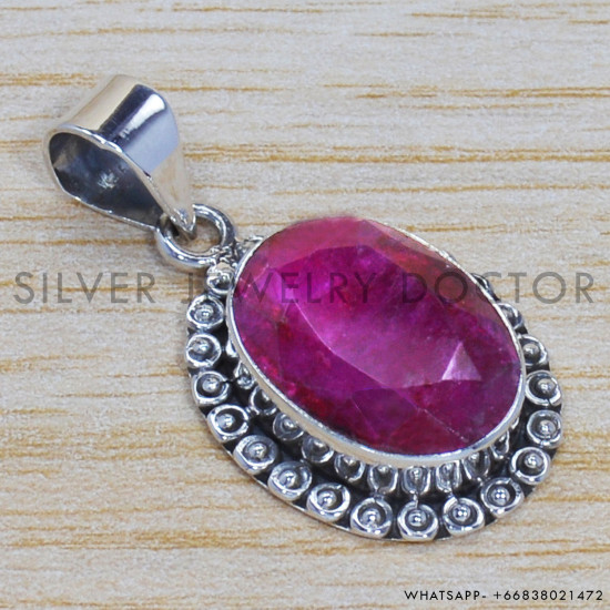 Ruby 925 Sterling Silver Pendant (SJWP-207) Ruby 925 Sterling Silver Pendant (SJWP-207)