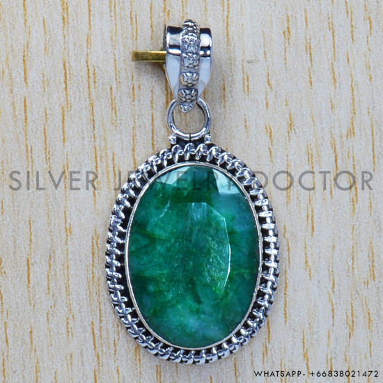 Emerald 925 Sterling Silver Pendant (SJWP-211) Emerald 925 Sterling Silver Pendant (SJWP-211)