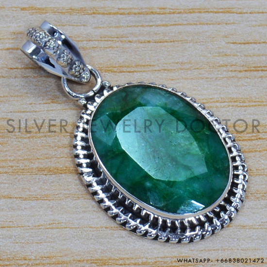 Emerald 925 Sterling Silver Pendant (SJWP-211) Emerald 925 Sterling Silver Pendant (SJWP-211)