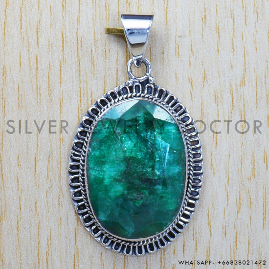 Emerald 925 Sterling Silver Pendant (SJWP-213) Emerald 925 Sterling Silver Pendant (SJWP-213)
