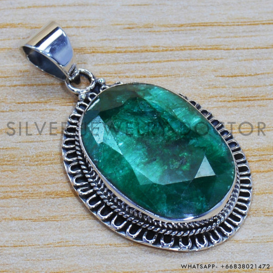 Emerald 925 Sterling Silver Pendant (SJWP-213) Emerald 925 Sterling Silver Pendant (SJWP-213)