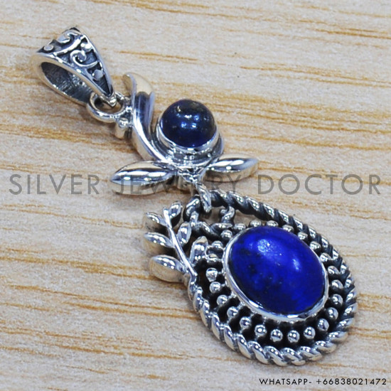 Lapis Lazuli 925 Sterling Silver Pendant (SJWP-217) Lapis Lazuli 925 Sterling Silver Pendant (SJWP-217)
